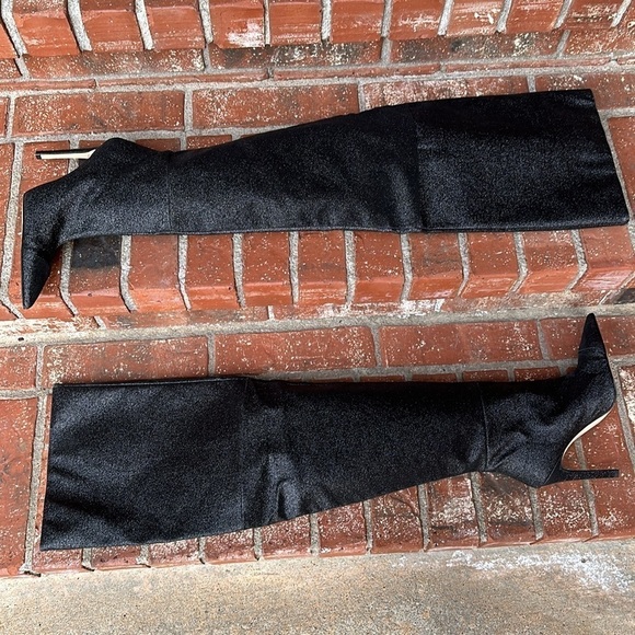 Good American The Weekend Black Glitter Slouchy Thigh High Boots Womens Size 6.5 - Picture 4 of 6